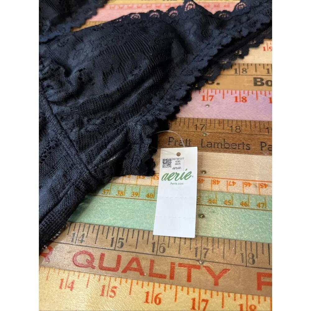 NEW Aerie S Show Off Paisley Lace Light Pads Plunge Tank Top Bra Black $39 - Picture 5 of 10
